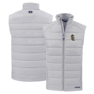 Men's Cutter & Buck Gray Salt Lake Bees Evoke Hybrid Eco Softshell Recycled Full-Zip Vest
