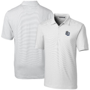 Men's Cutter & Buck  White San Antonio Missions Forge Pencil Stripe Stretch DryTec Polo