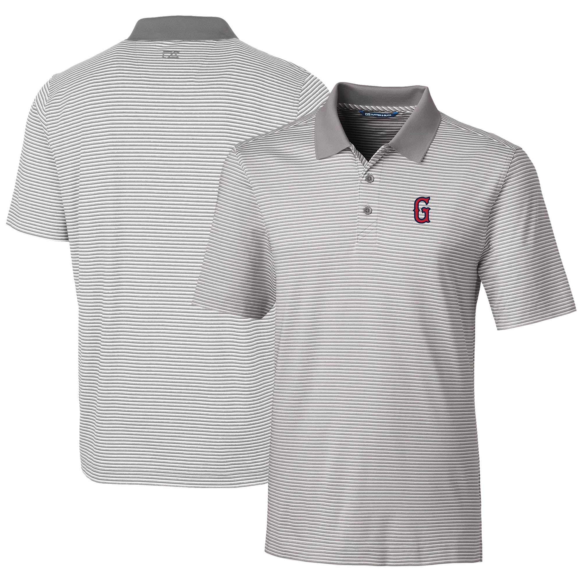 Men's Cutter & Buck Gray Greenville Drive Forge Tonal Stripe Stretch Polo