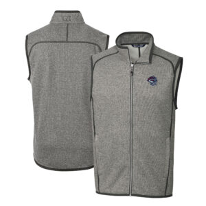 Men's Cutter & Buck Heather Gray Binghamton Rumble Ponies Mainsail Sweater-Knit Full-Zip Vest