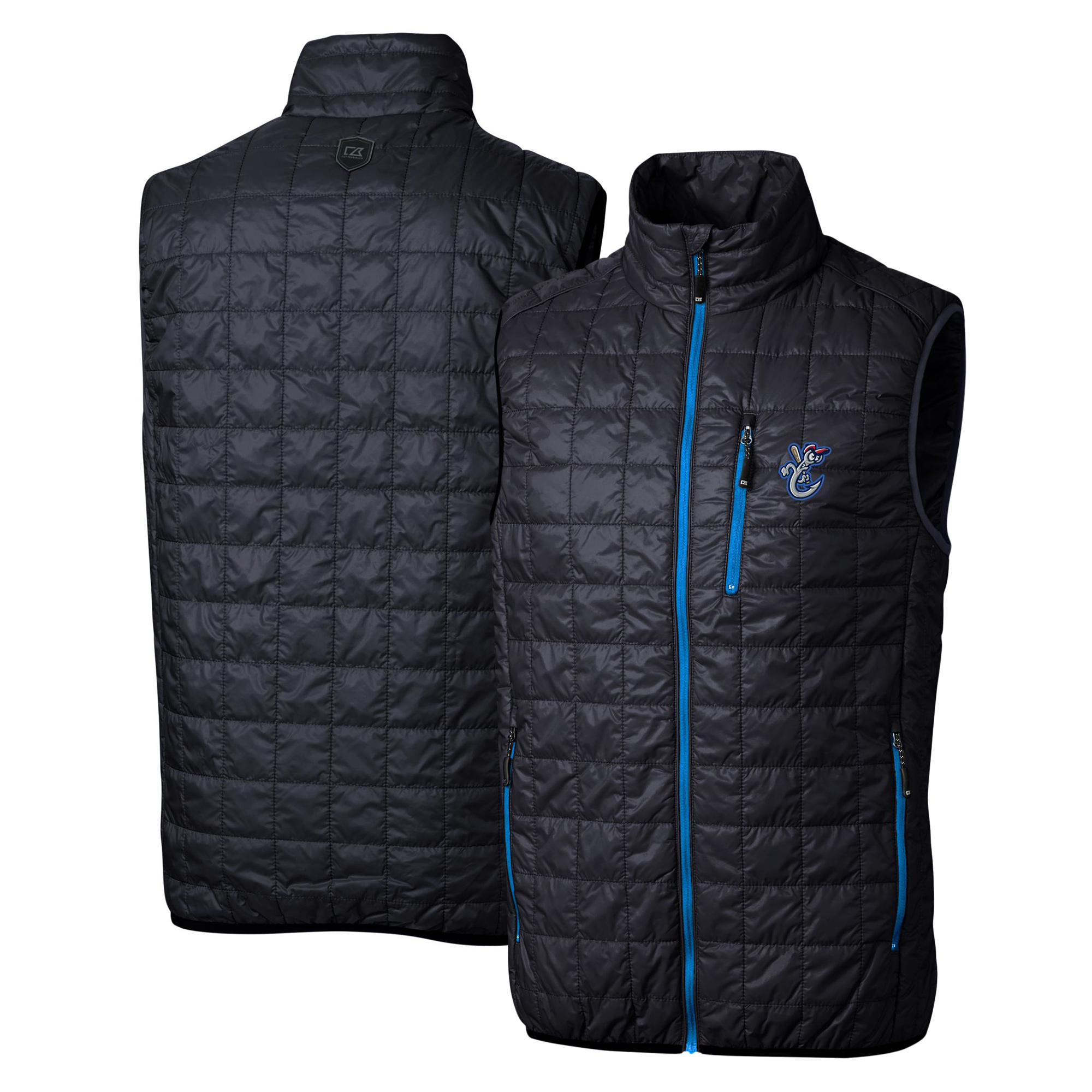 Men's Cutter & Buck Navy Corpus Christi Hooks Rainier PrimaLoft Eco Insulated Full-Zip Puffer Vest