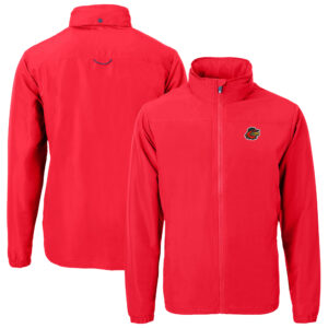 Men's Cutter & Buck Red Rochester Red Wings Big & Tall Charter Eco Knit Recycled Full-Zip Jacket