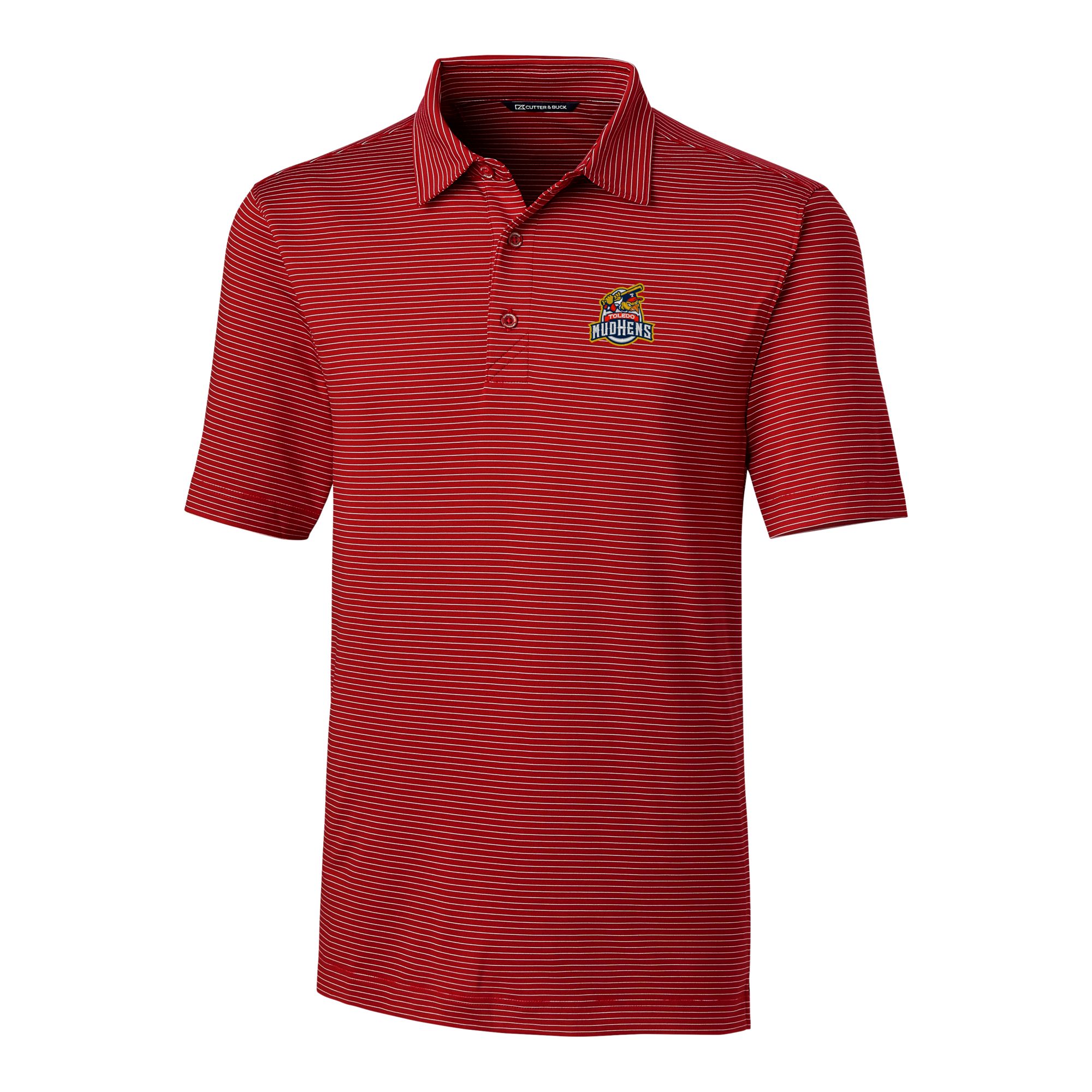 Men's Cutter & Buck Red Toledo Mud Hens Big & Tall Forge Pencil Stripe Stretch Polo - Image 3