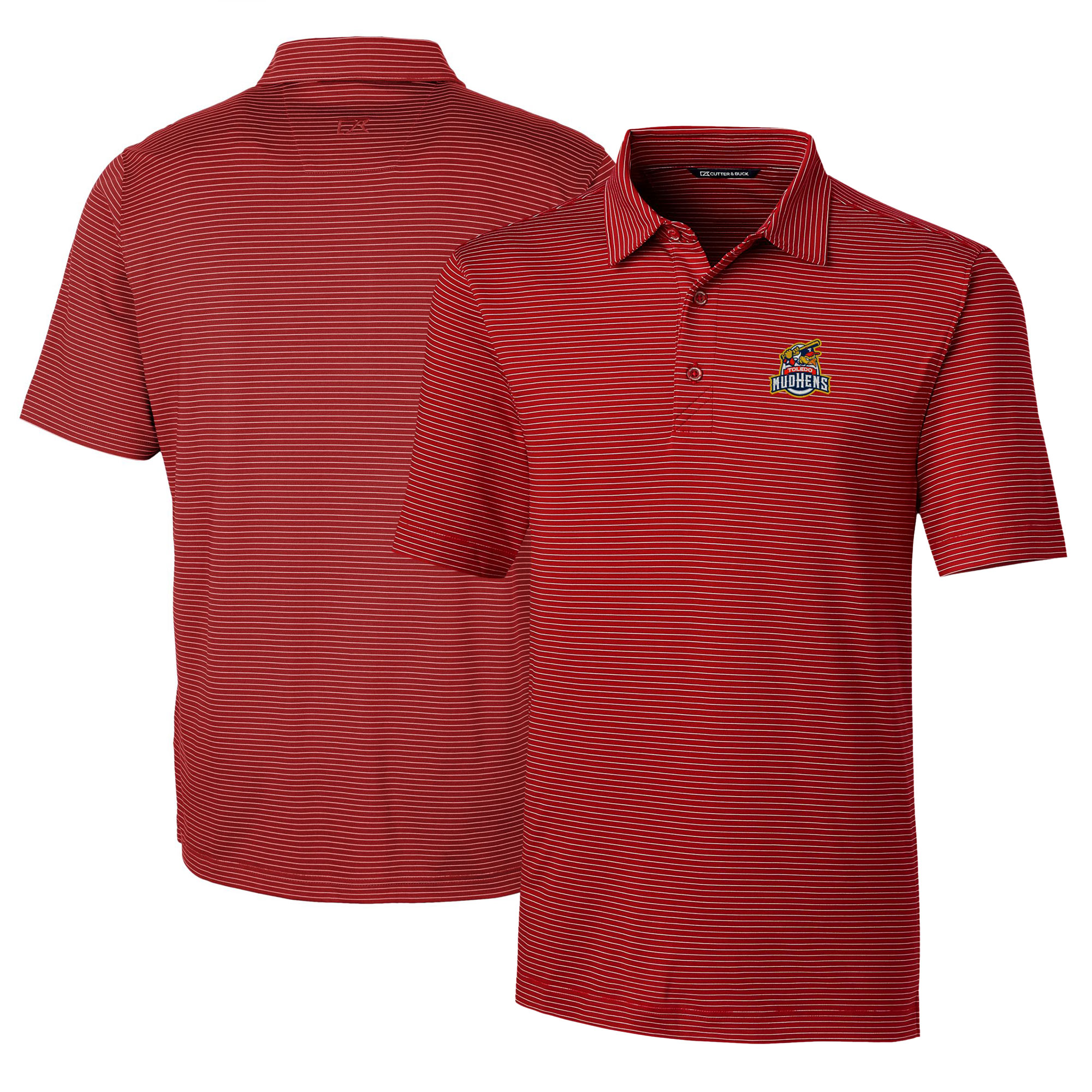 Men's Cutter & Buck Red Toledo Mud Hens Big & Tall Forge Pencil Stripe Stretch Polo