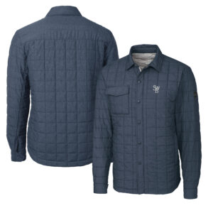 Men's Cutter & Buck Heather Navy Scranton Wilkes-Barre RailRiders Big & Tall Rainier PrimaLoft Eco Insulated Quilted Button-Up Shacket