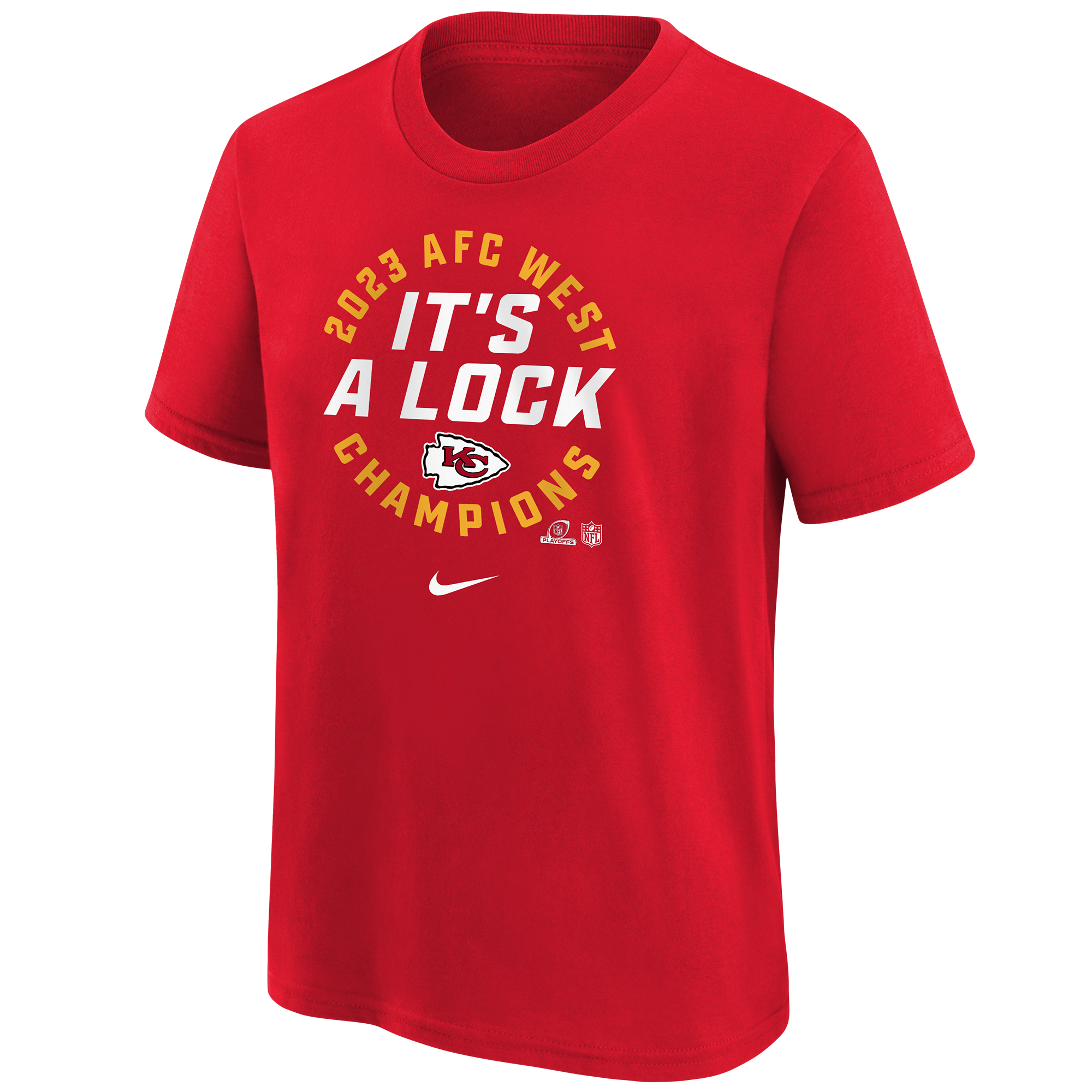 Youth Nike Red Kansas City Chiefs 2023 AFC West Division Champions Locker Room Trophy Collection T-Shirt - Image 3