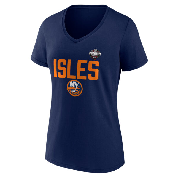 Women's Fanatics  Navy New York Islanders 2024 NHL Stadium Series Logo V-Neck T-shirt - Image 6