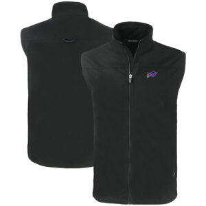 Men's Cutter & Buck Black Buffalo Bills Primary Mark Big & Tall Charter Eco Full-Zip Vest
