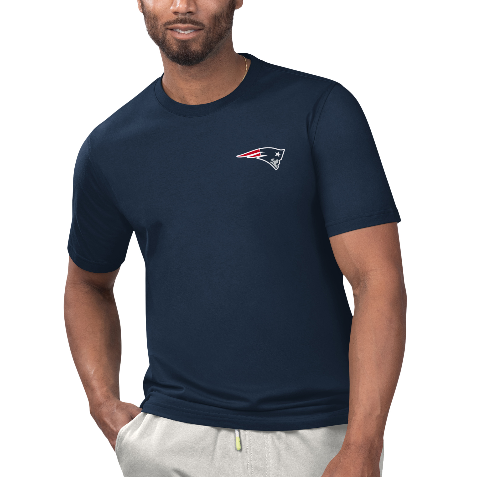 Men's Margaritaville Navy New England Patriots Licensed to Chill T-Shirt - Image 3
