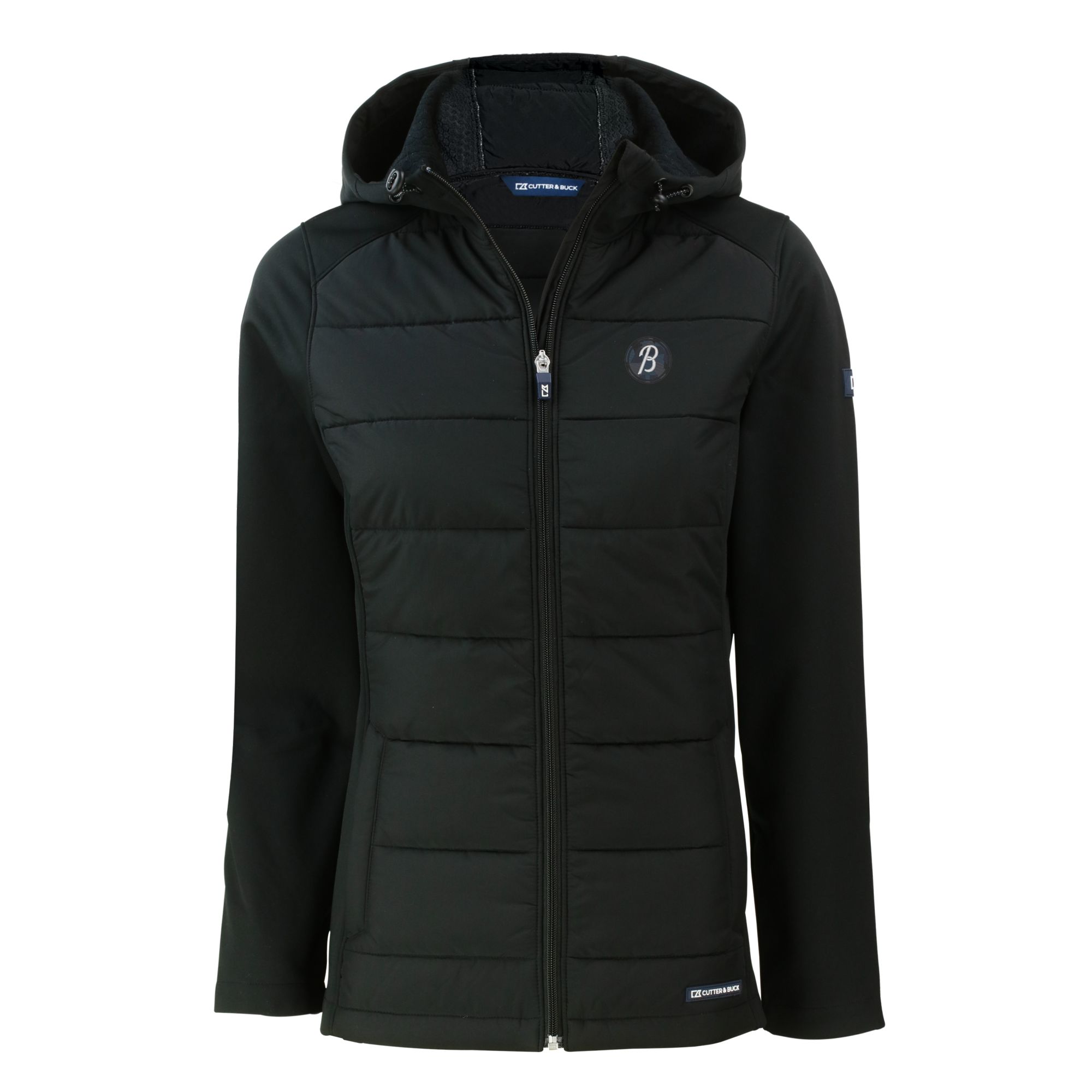 Women's Cutter & Buck Black Baltimore Orioles City Connect Evoke Hybrid Eco Softshell Recycled Full-Zip Hooded Jacket - Image 2