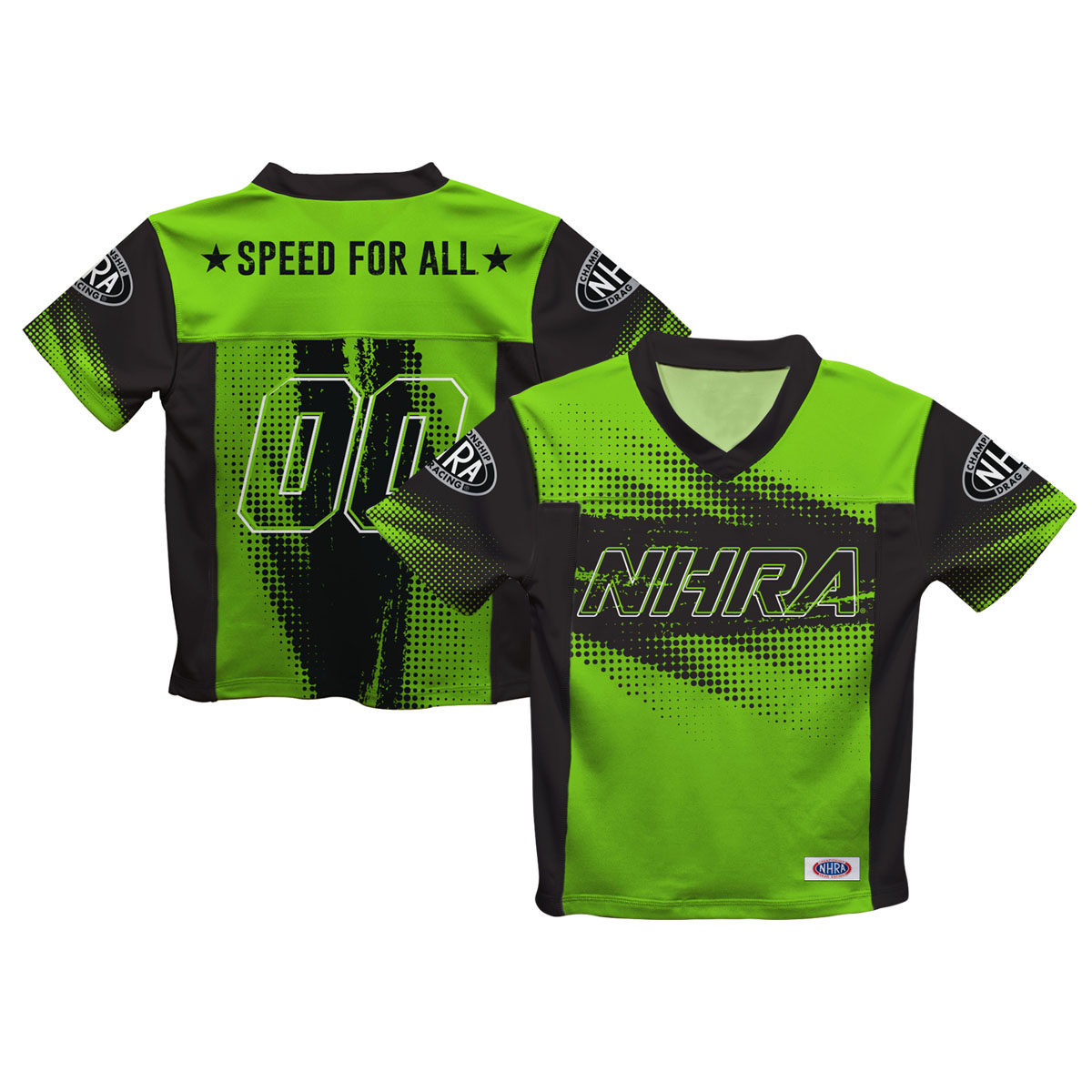 Youth Vive La Fete Green NHRA Halftones Football Jersey
