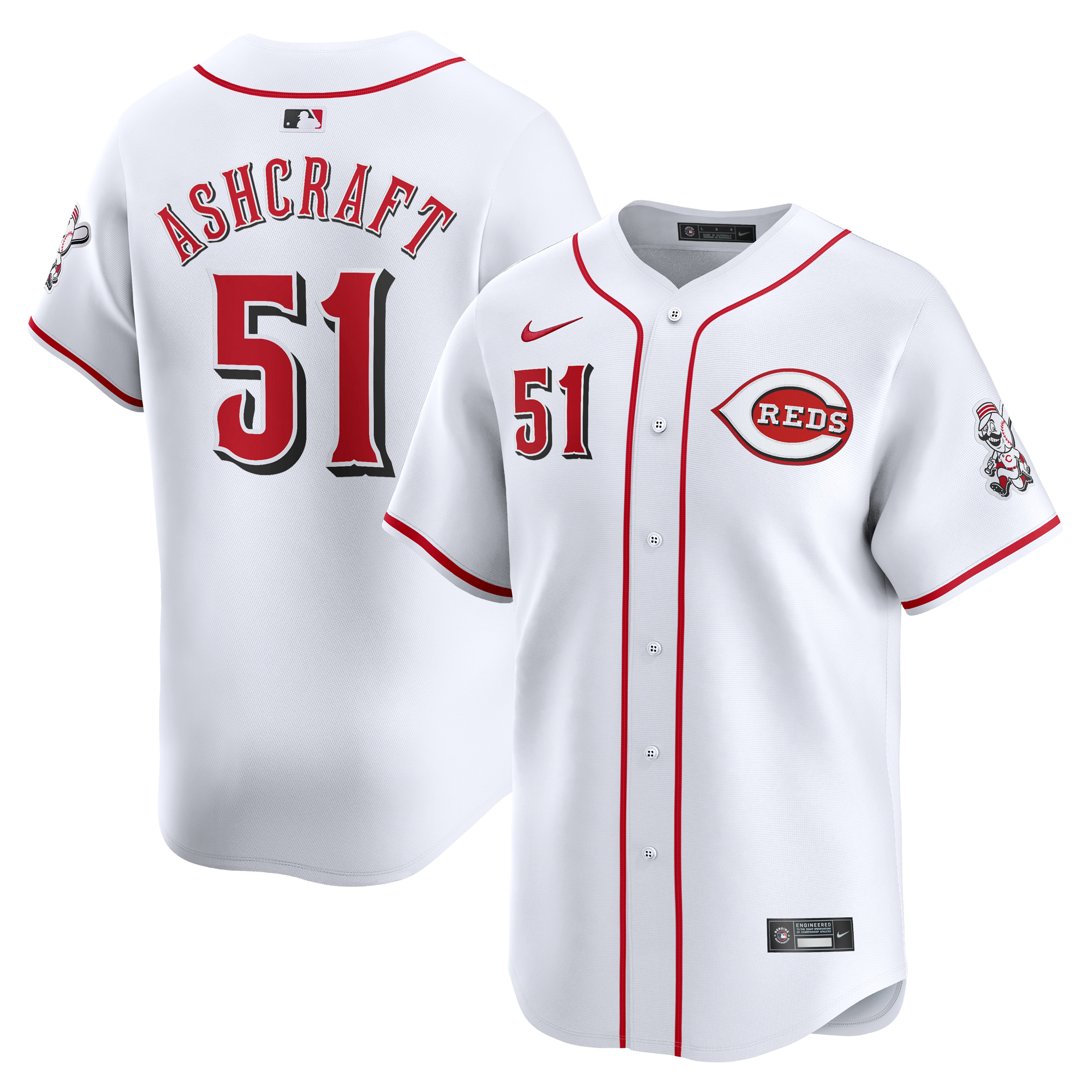 Men's Nike Graham Ashcraft White Cincinnati Reds Home Limited Player Jersey - Image 5
