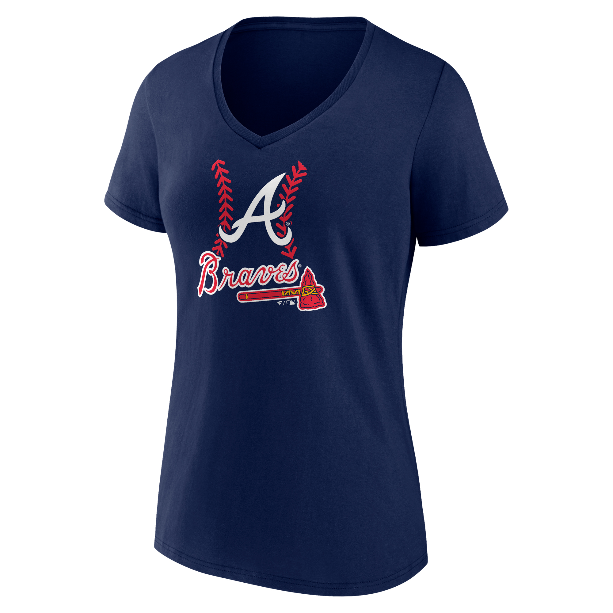 Women's Spencer Strider Navy Atlanta Braves Fastball Player Name & Number V-Neck T-Shirt - Image 6