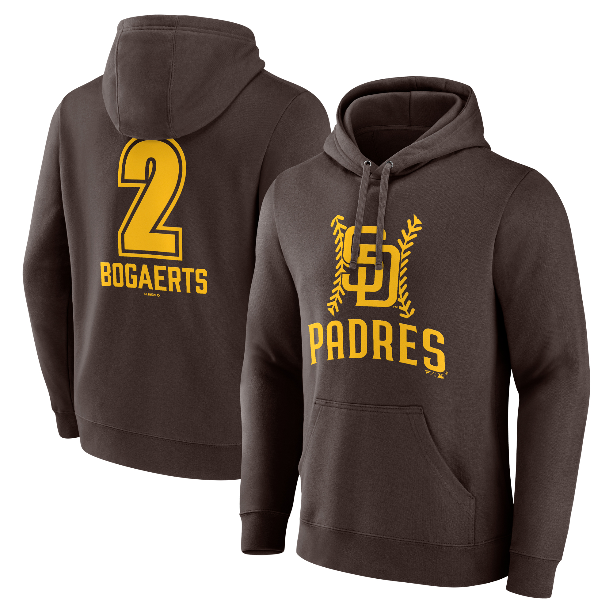 Men's Xander Bogaerts Brown San Diego Padres Fastball Player Name & Number Pullover Hoodie