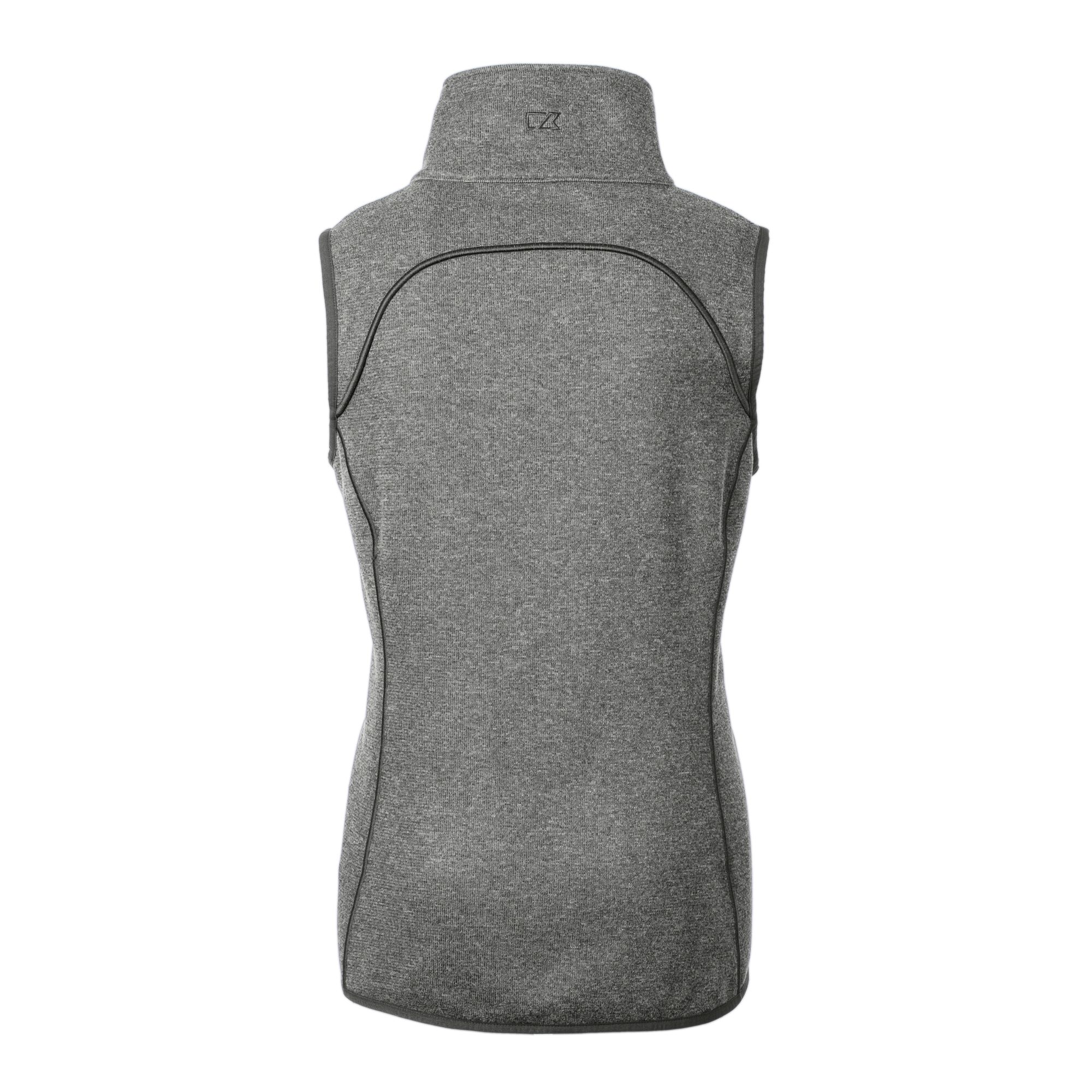 Women's Cutter & Buck Heather Gray Tennessee Volunteers Vault Mainsail Sweater-Knit Full-Zip Asymmetrical Vest - Image 4