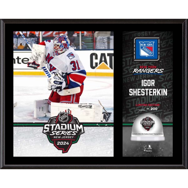 Igor Shesterkin New York Rangers 12" x 15" 2024 NHL Stadium Series Sublimated Plaque with Game-Used Ice - Limited Edition of 200
