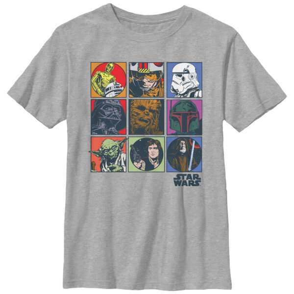 Youth Mad Engine  Heather Gray Star Wars Group Squares Graphic T-Shirt