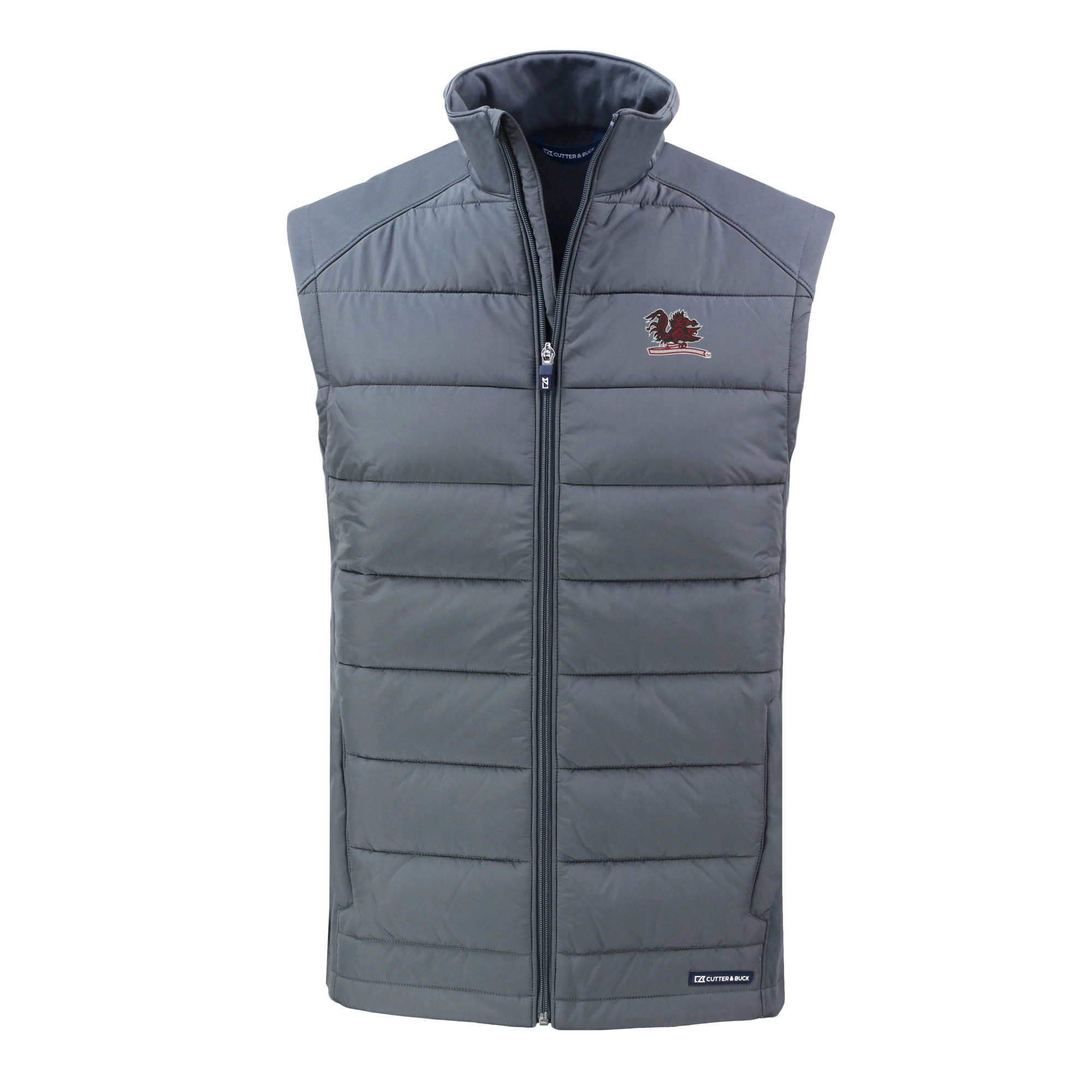 Men's Cutter & Buck Gray South Carolina Gamecocks Vault Evoke Hybrid Eco Softshell Recycled Full-Zip Vest - Image 6