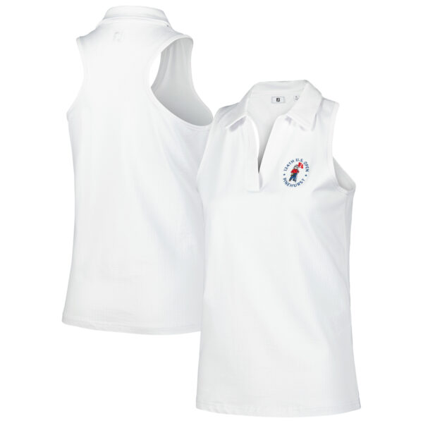 Women's 2024 U.S. Open FootJoy White ProDry Racerback Sleeveless V-Neck Polo