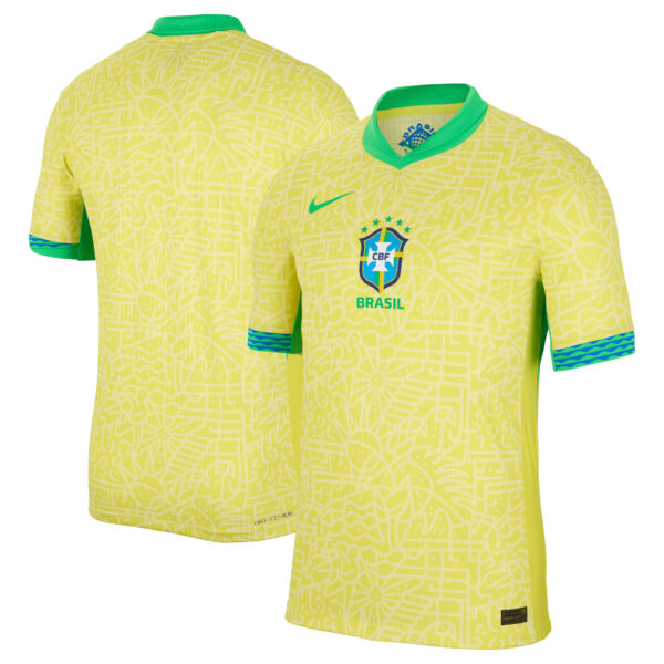Men's Nike  Yellow Brazil National Team 2024 Home Match Authentic Jersey - Image 8