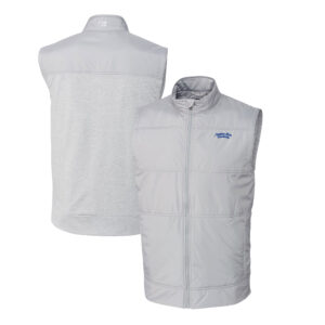 Men's Cutter & Buck Gray Montana State Bobcats Big & Tall Stealth Hybrid Quilted Full-Zip DryTec Windbreaker Vest