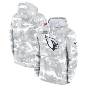 Youth Nike White/Gray Arizona Cardinals 2024 Salute To Service Pullover Hoodie