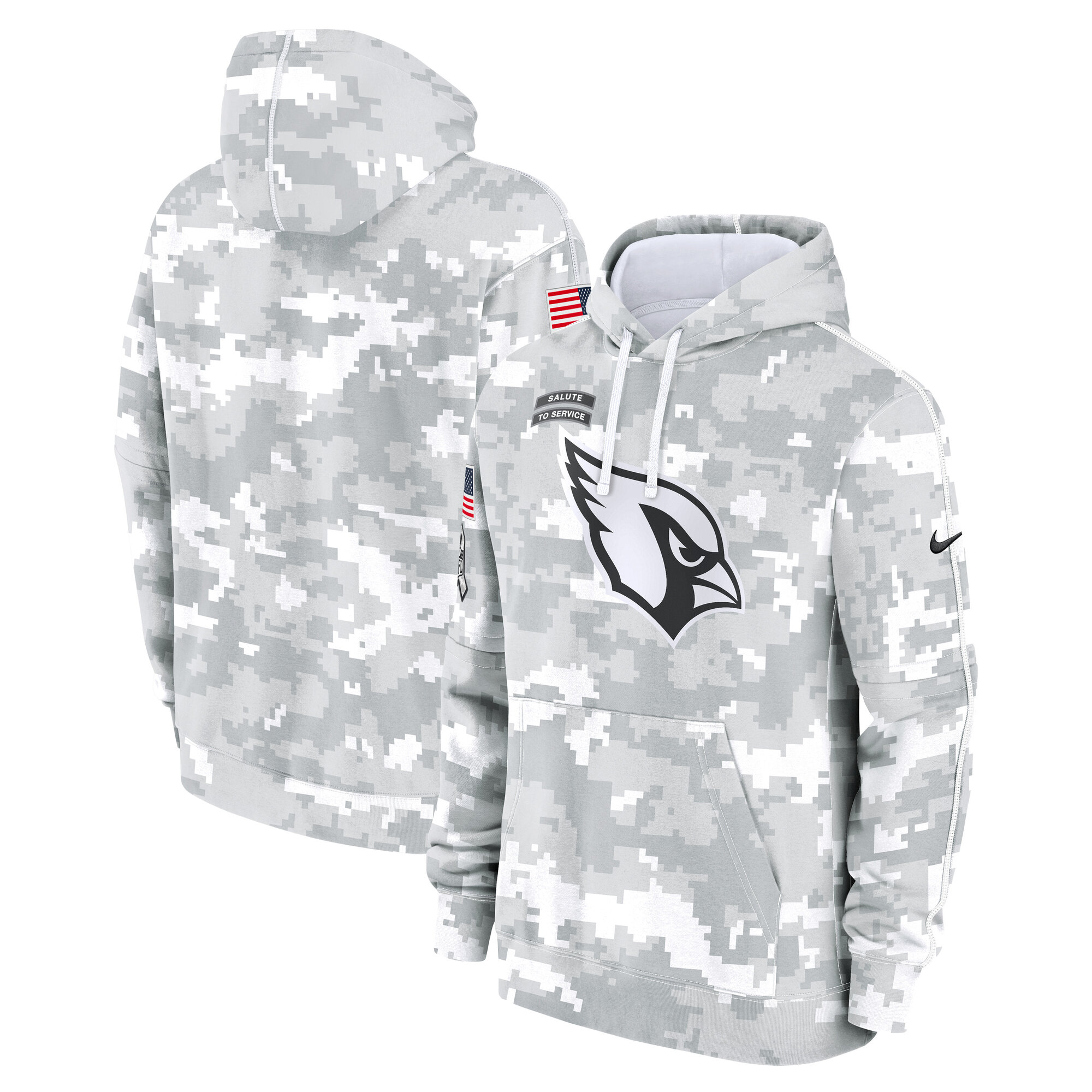 Youth Nike White/Gray Arizona Cardinals 2024 Salute To Service Pullover Hoodie