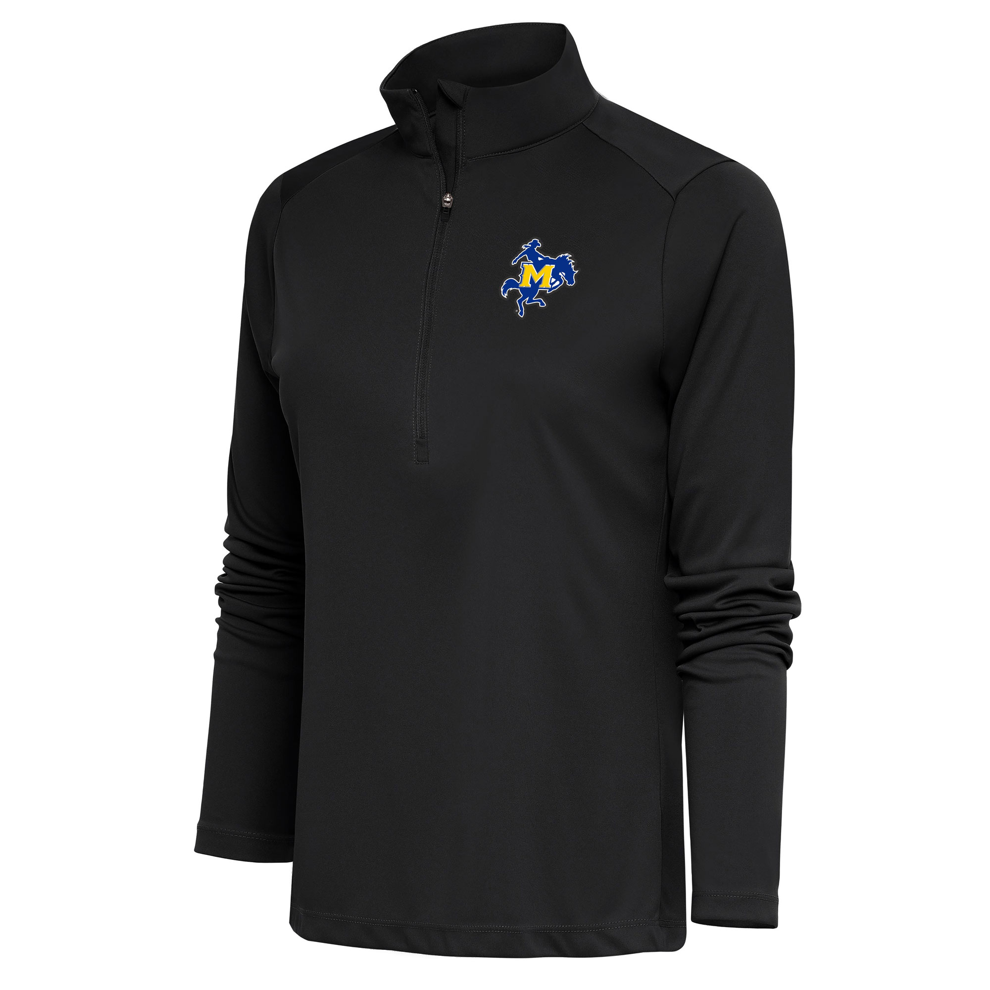 Women's Antigua Charcoal McNeese State Cowboys Tribute Half-Zip Pullover Top