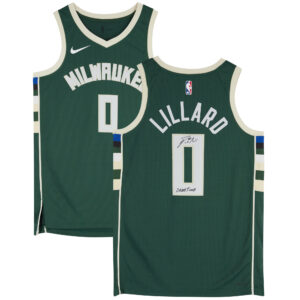 Damian Lillard Milwaukee Bucks Autographed Hunter Green Nike Icon Edition Swingman Jersey with "Dame Time" Inscription