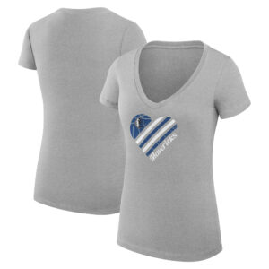 Women's G-III 4Her by Carl Banks  Heather Gray Dallas Mavericks  Heart V-Neck T-Shirt