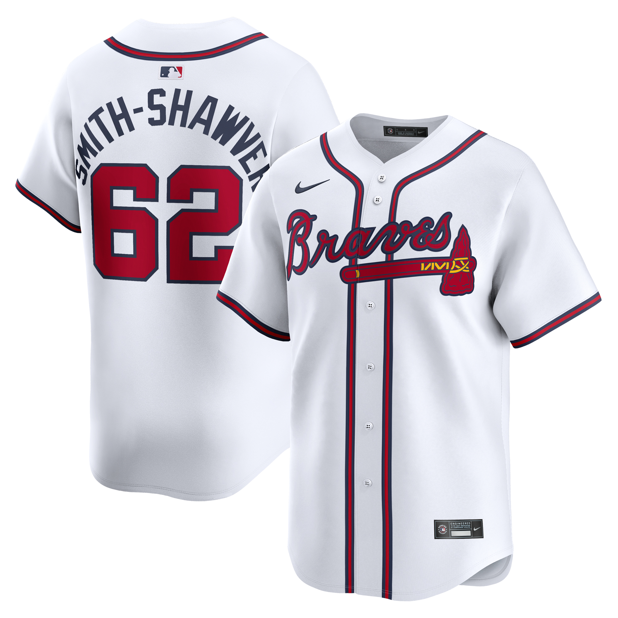 Men's Nike AJ Smith-Shawver White Atlanta Braves Home Limited Player Jersey