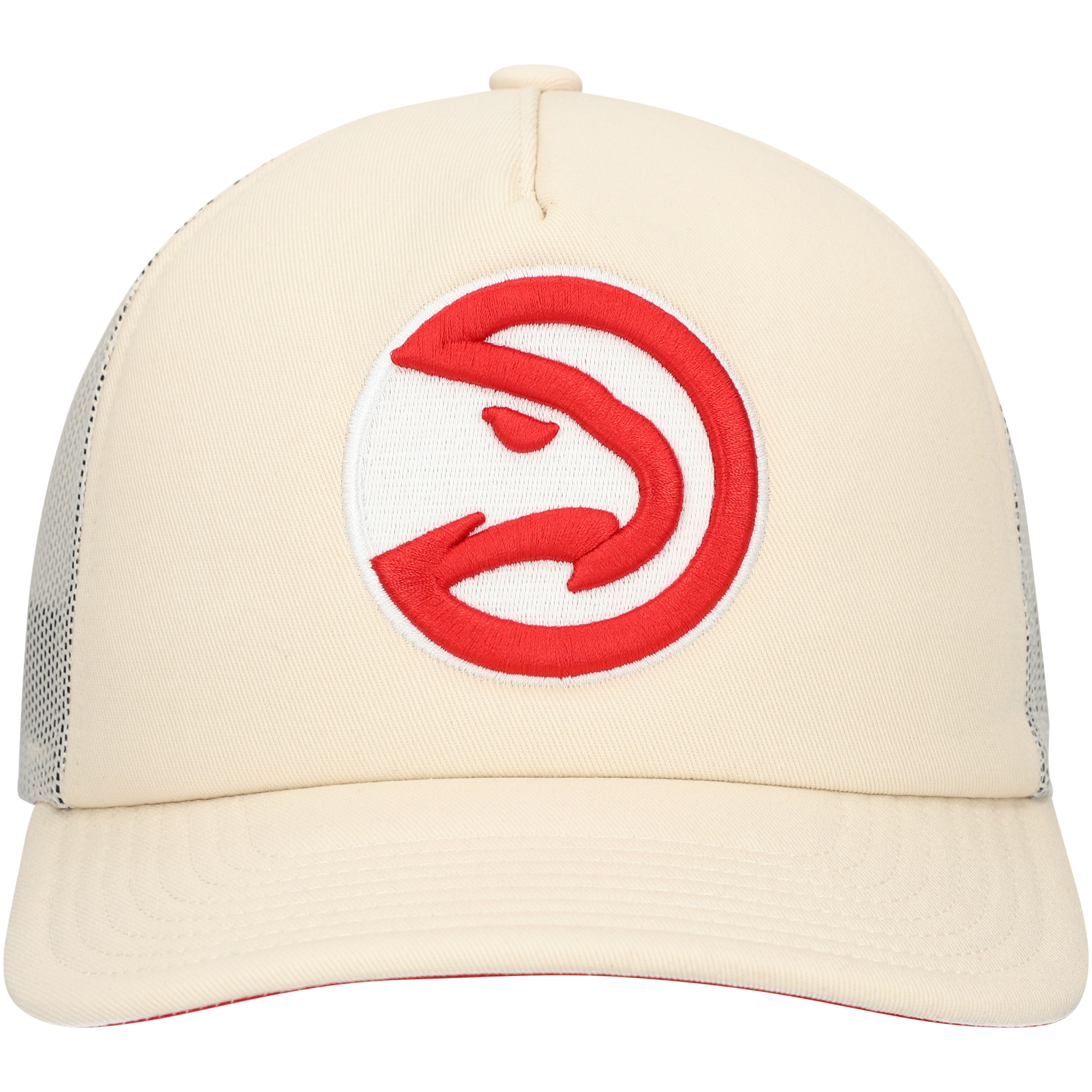 Men's Mitchell & Ness Cream Atlanta Hawks Trucker Adjustable Hat - Image 5