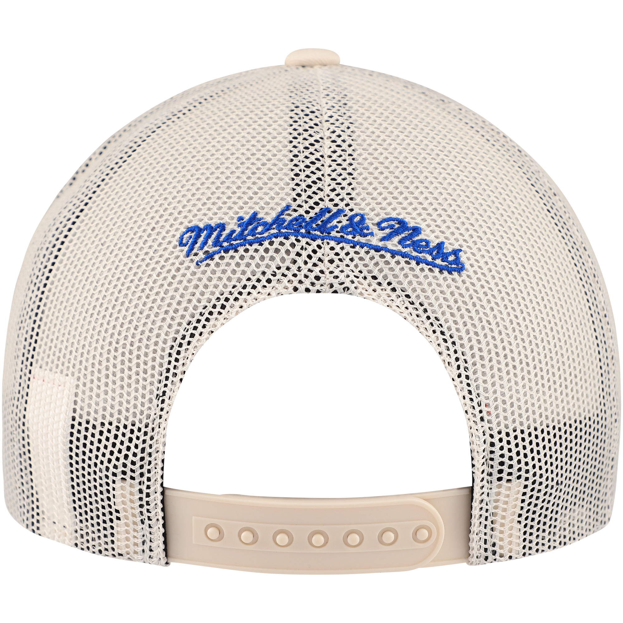 Men's Mitchell & Ness Cream New York Knicks Trucker Adjustable Hat - Image 9
