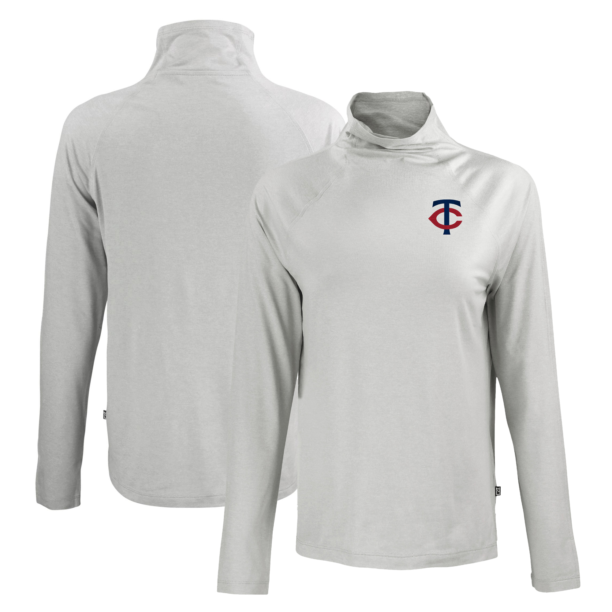 Women's Cutter & Buck Gray Minnesota Twins Coastline Epic Comfort Eco Recycled Funnel Neck Raglan Pullover Top - Image 2
