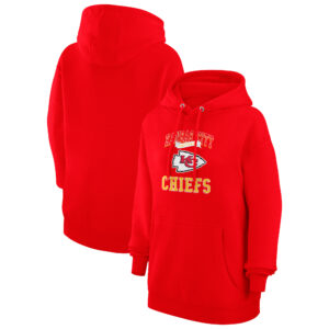 Women's G-III 4Her by Carl Banks Red Kansas City Chiefs Team Logo Graphic Fleece Tri-Blend Pullover Hoodie