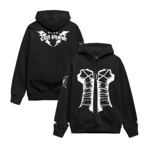 Men's Chalk Line Black CM Punk Fists Straight Edge Pullover Hoodie
