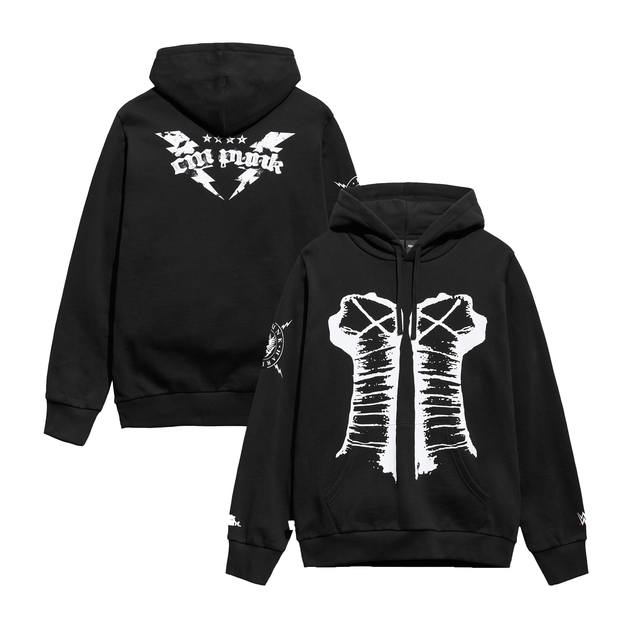 Men's Chalk Line Black CM Punk Fists Straight Edge Pullover Hoodie