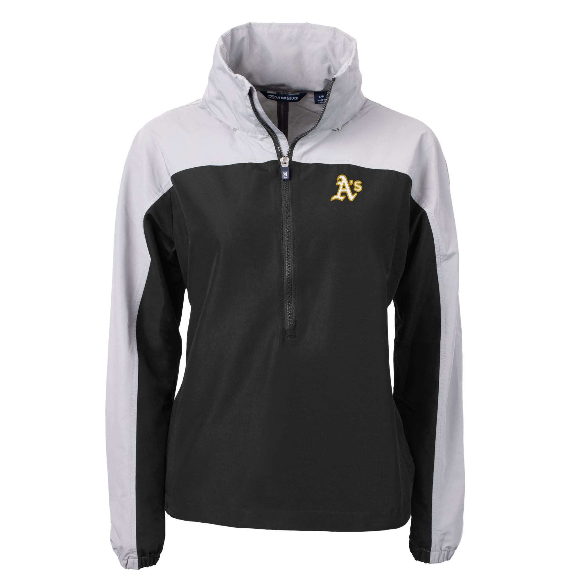 Women's Cutter & Buck Black Oakland Athletics Charter Eco Recycled Half-Zip Anorak Jacket - Image 3