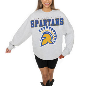 Women's Gameday Couture Ash San Jose State Spartans Big Goals Relaxed Fit French Terry Pullover Sweatshirt