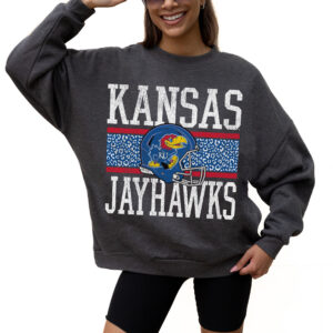 Women's Gameday Couture Charcoal Kansas Jayhawks Premium Fleece Pullover Sweatshirt