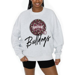Women's Gameday Couture Ash Mississippi State Bulldogs Premium Fleece Pullover Sweatshirt