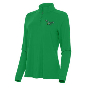Women's Antigua  Kelly Green Philadelphia Eagles Intent Quarter-Zip Sweatshirt