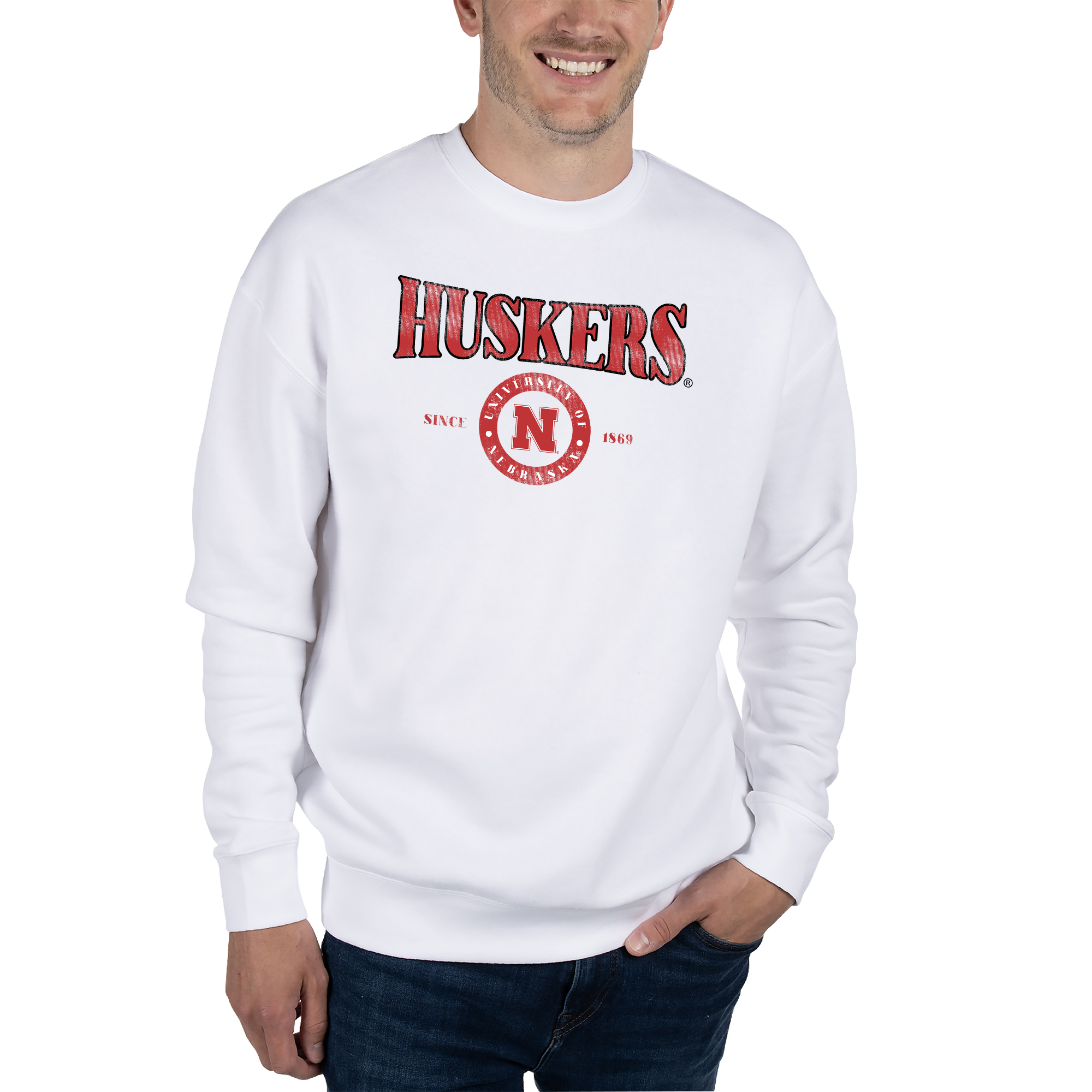 Unisex Uscape Apparel White Nebraska Huskers Coastal Fleece Pullover Sweatshirt