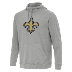 Men's Antigua Heather Gray New Orleans Saints Cloud Pullover Hoodie