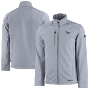 Men's Cutter & Buck  Gray Tampa Bay Rays Evoke Eco Softshell Recycled Full-Zip Jacket