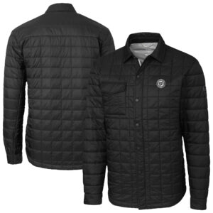 Men's Cutter & Buck Black Washington Nationals Rainier PrimaLoft® Eco Insulated Quilted Full-Zip Shirt Jacket