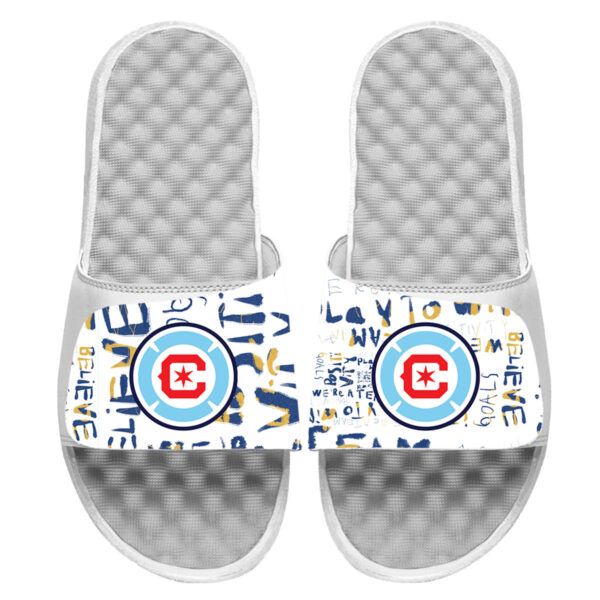Youth ISlide White Chicago Fire Kick Cancer Slide Sandals