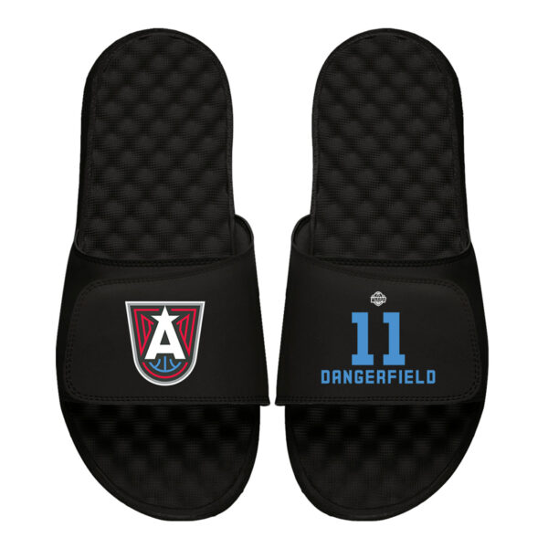 Youth ISlide Crystal Dangerfield Black Atlanta Dream Logo Split Slide Sandals