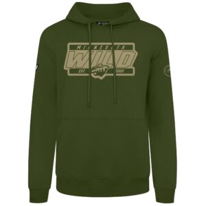 Men's Levelwear Olive Minnesota Wild Podium Pullover Hoodie