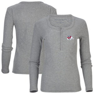 Women's Gray Fresno State Bulldogs Harper Henley Long Sleeve T-Shirt